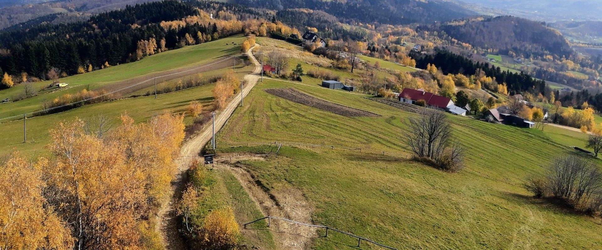 Babia Góra w jesiennej szacie. Pasmo Łososińskie z przełęczy św. Justa przez Babią Górę do Limanowej