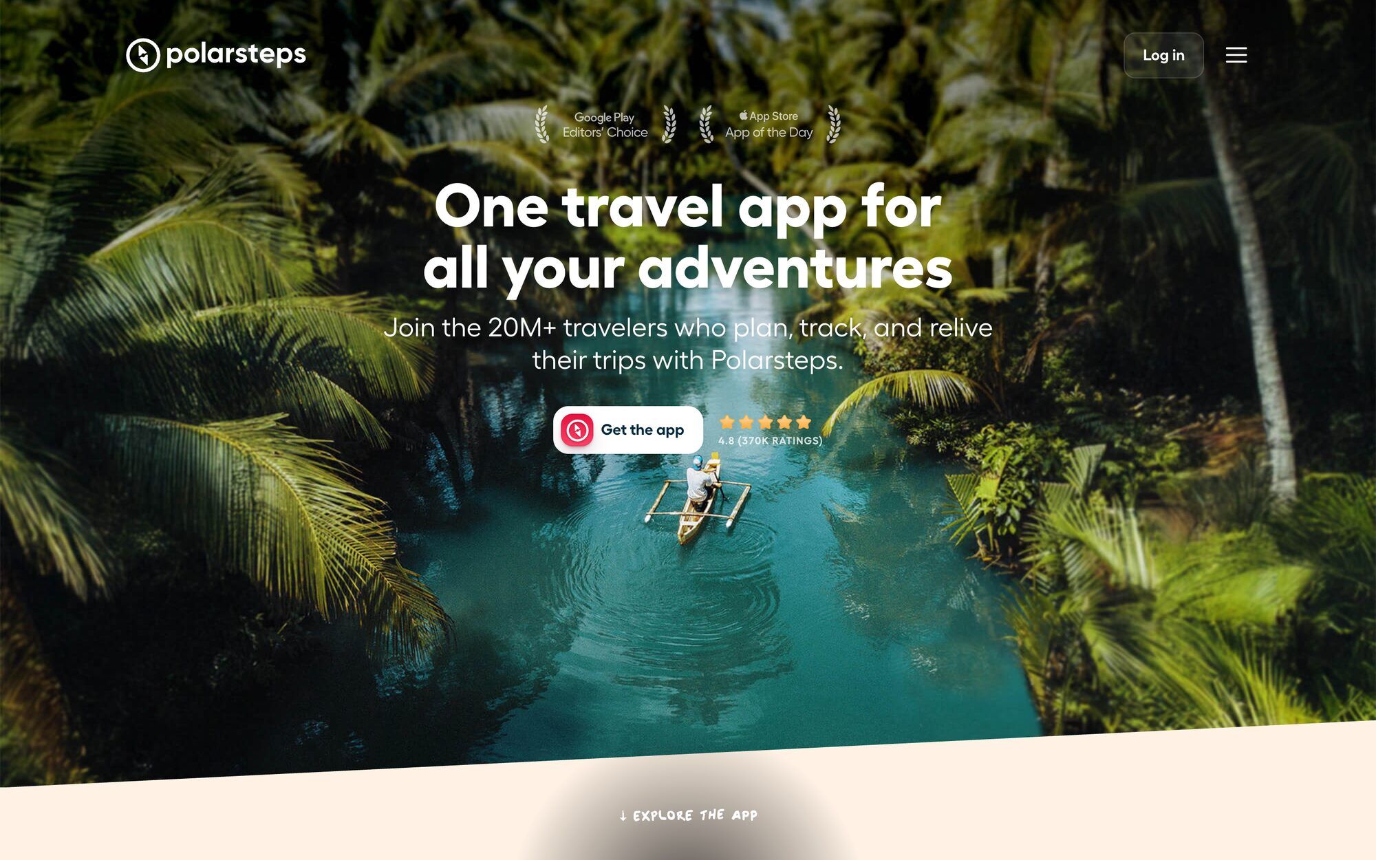 Polarsteps homepage — one travel app for all your adventures