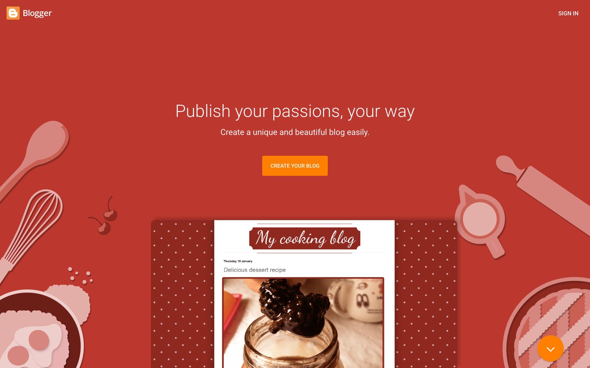 Blogger homepage — publish your passions, your way