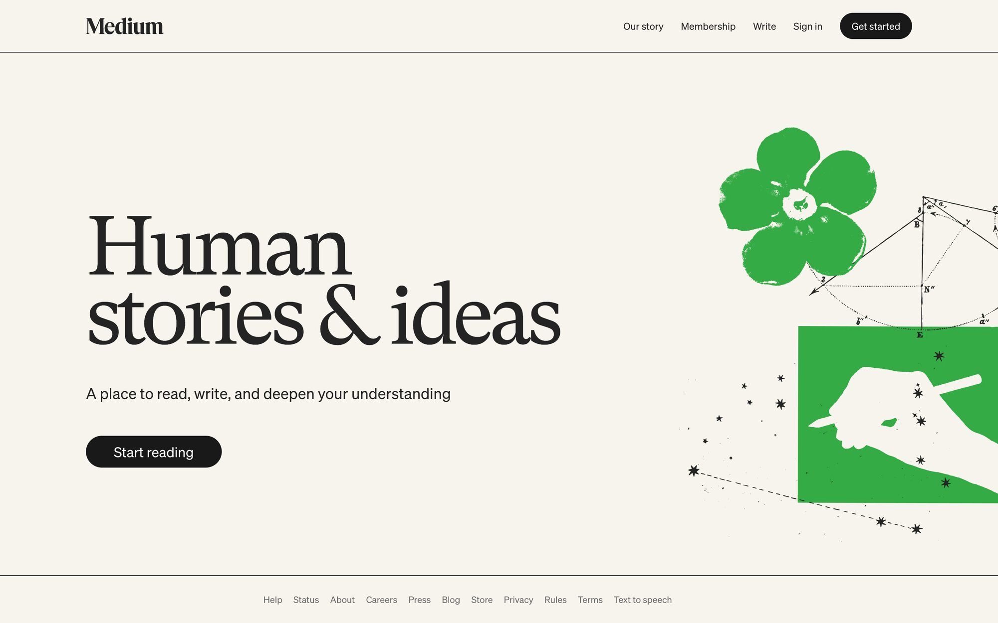 Medium homepage — Human stories and ideas