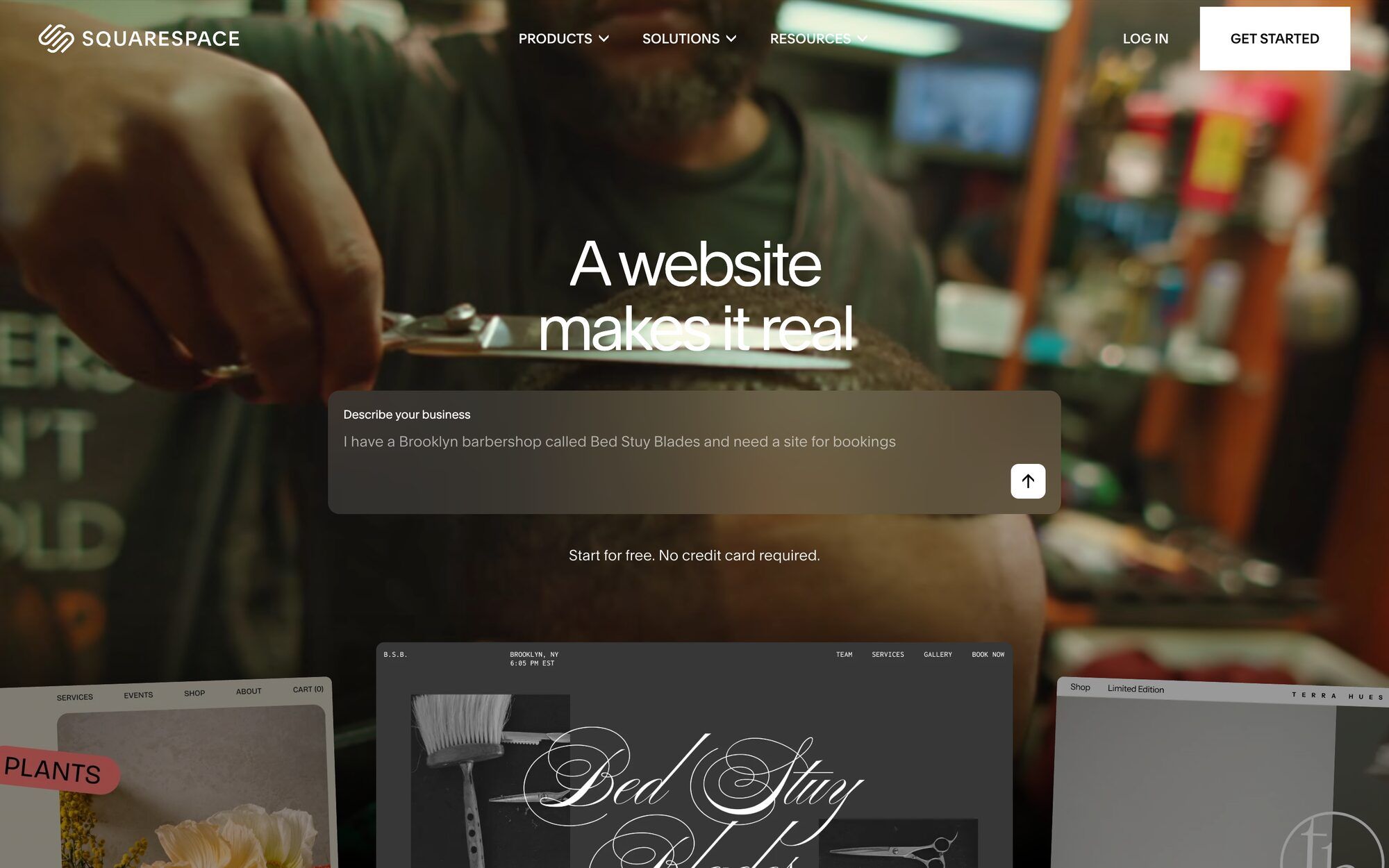 Squarespace homepage — design-focused website builder