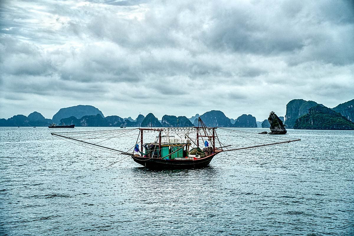fishing ship in the Ha Long Bay