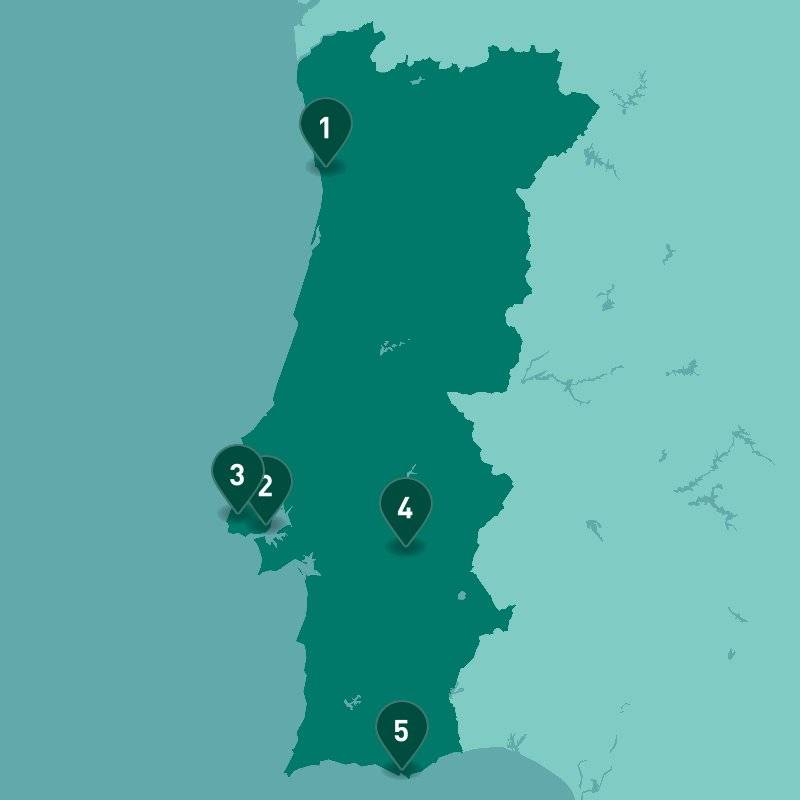Highlights of Portugal map