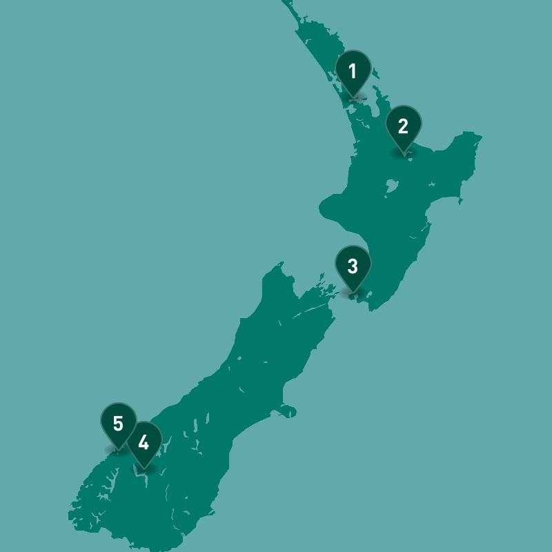 Highlights of New Zealand map