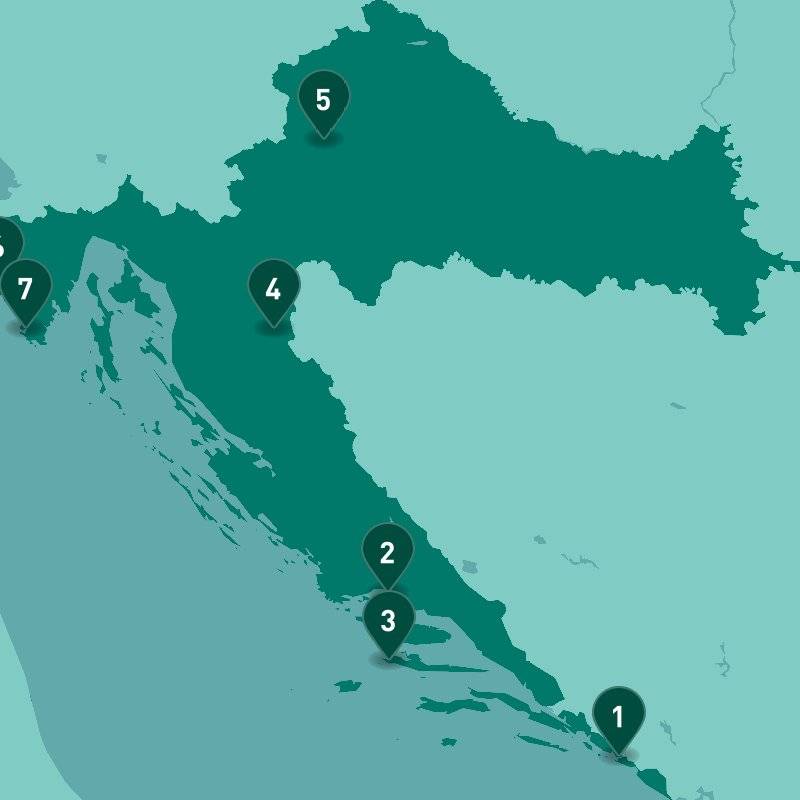 Highlights of Croatia map