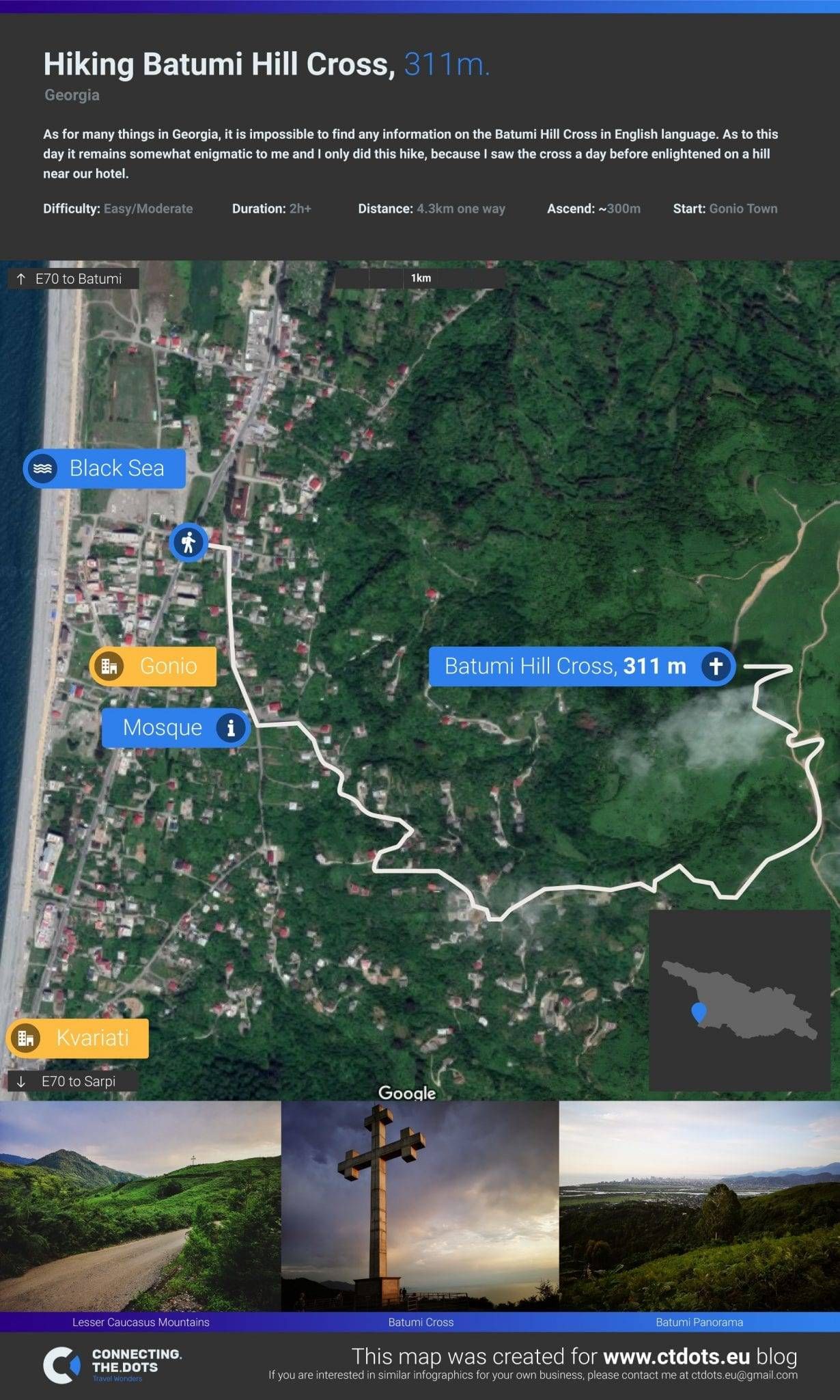 Hikinh to Batumi Hill Cross Map Georgia