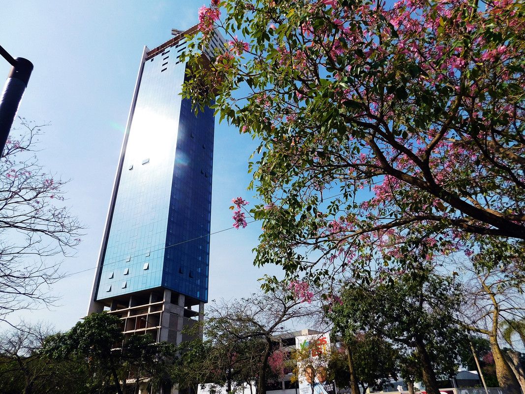 A roundabout with historical art