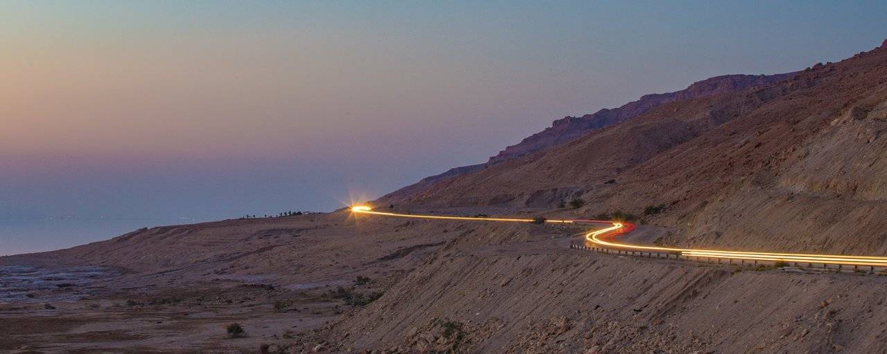 The Jordan Valley Highway after dark