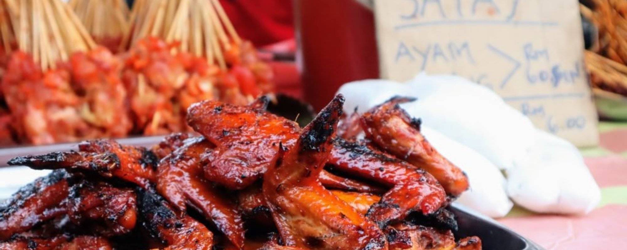 Grilled Chicken butts at Street food market in KL