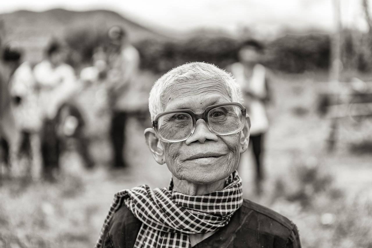 A Khmer lady with her new glasses
