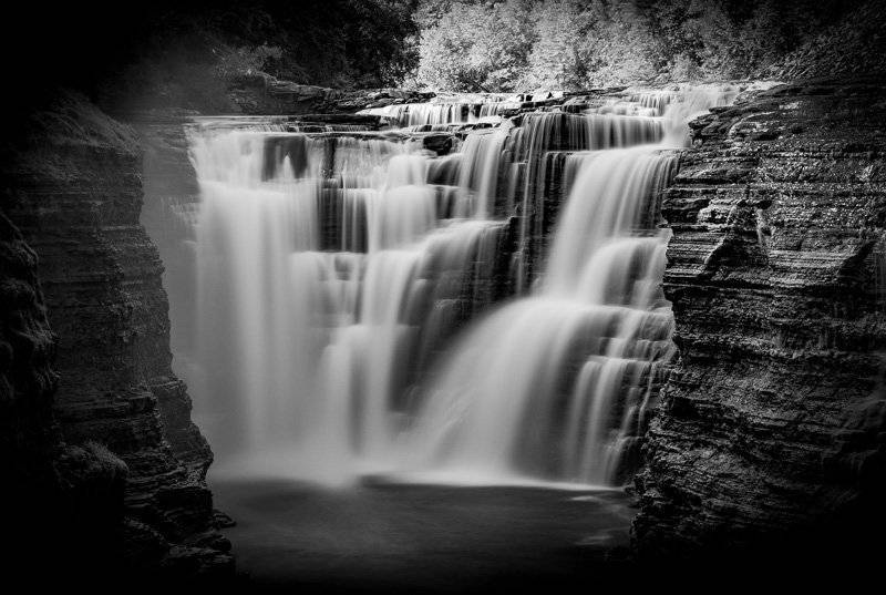 Letchworth State Park long exposure black and white image