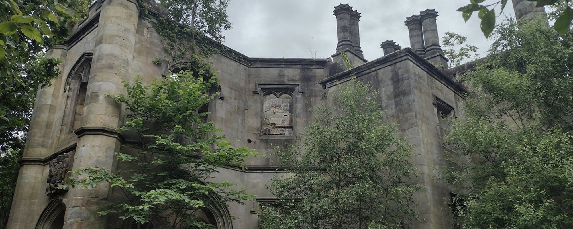 Exploring the ruins of Dunmore Park House, near Falkirk in Scotland