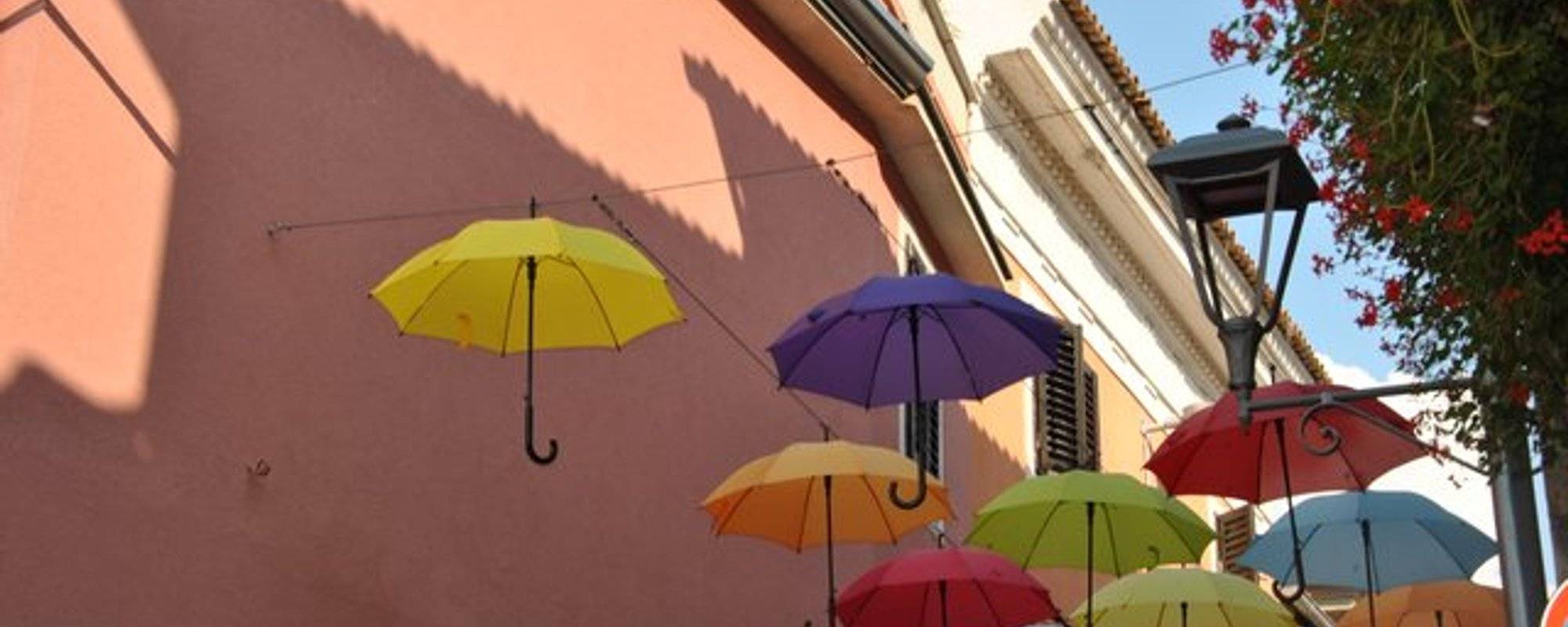 Floating umbrellas in Novigrad.