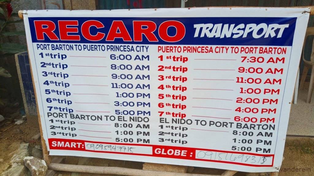 Port Barton Bus Van Schedule