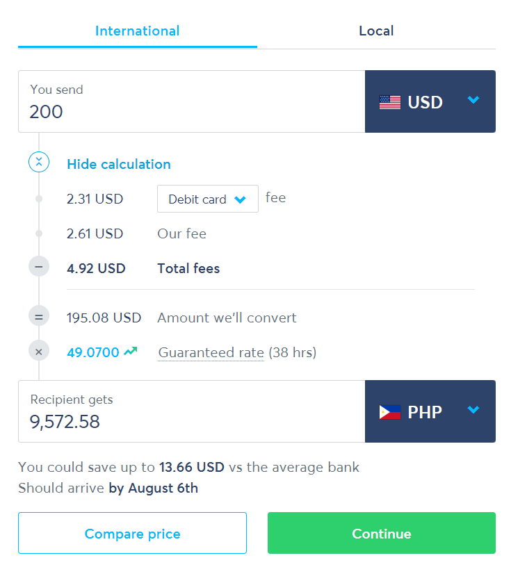 TransferWise Real Time Exchange Rate and lower fees!