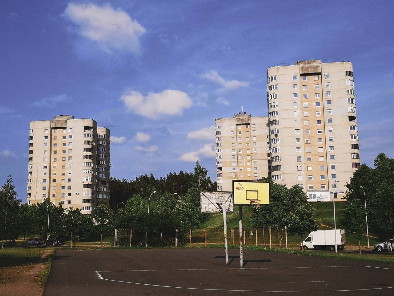 Three Tall Brutalist Buildings Fabijoniskes Vilnius