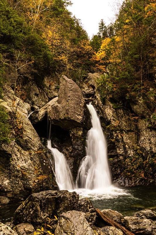 Bash Bish Falls long exposure autumn professional photo in the autumn