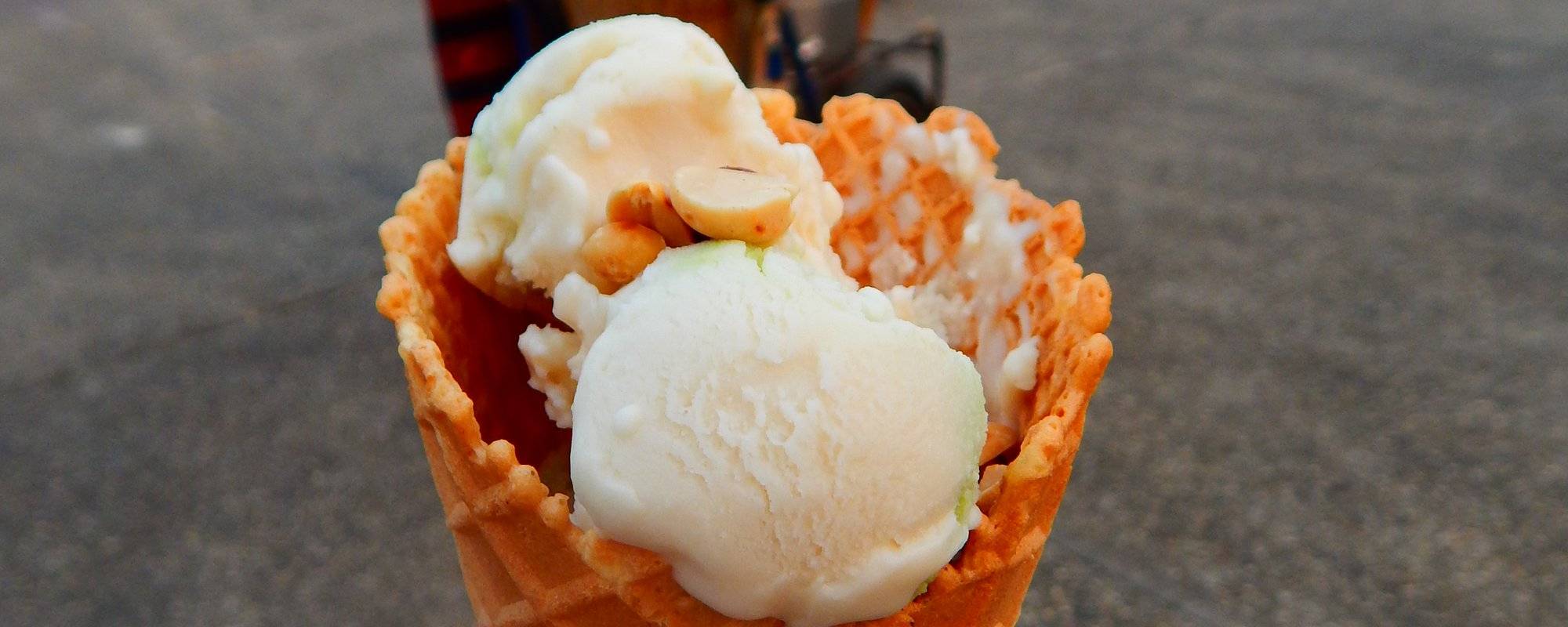 When In Thailand: The Best Tasting Coconut Ice Cream. Chiang Mai, Thailand