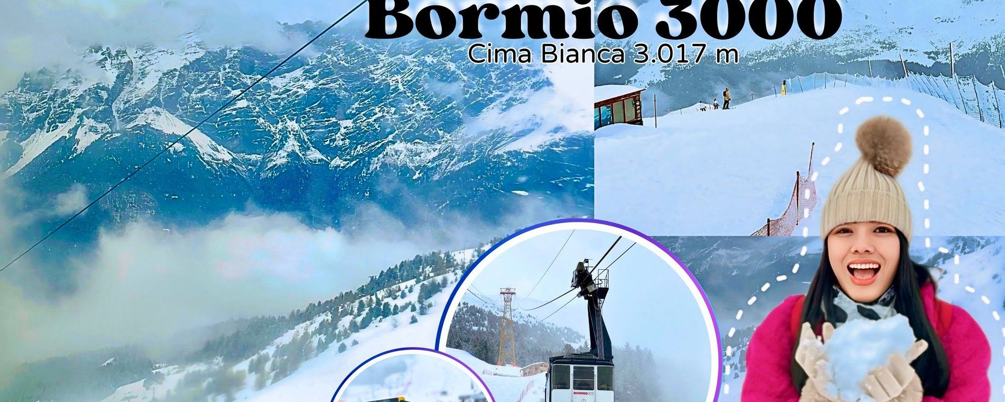 Take the cable car to see and enjoy the panoramic view of the Alps from Borimo 3000, Sondrio, Italy 