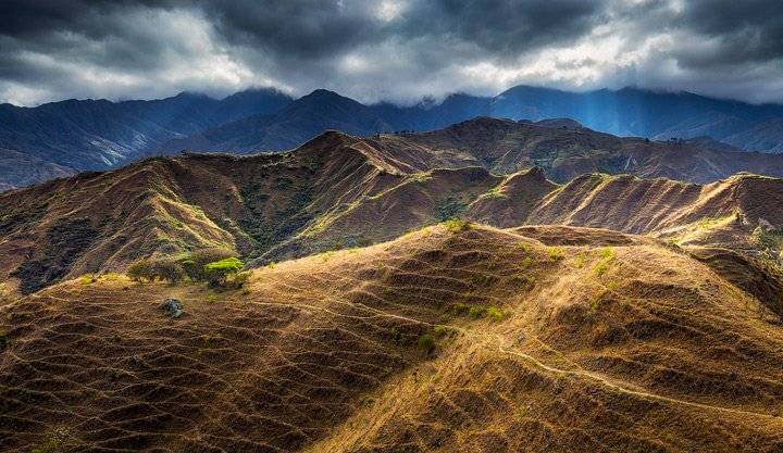 The hills east of Vilcabamba bathed in sunlight