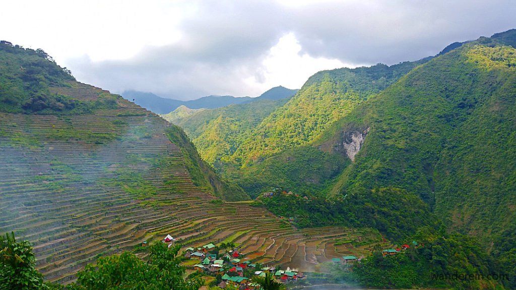 The foggy staircase view from Ramon's Homestay and Batad View Inn