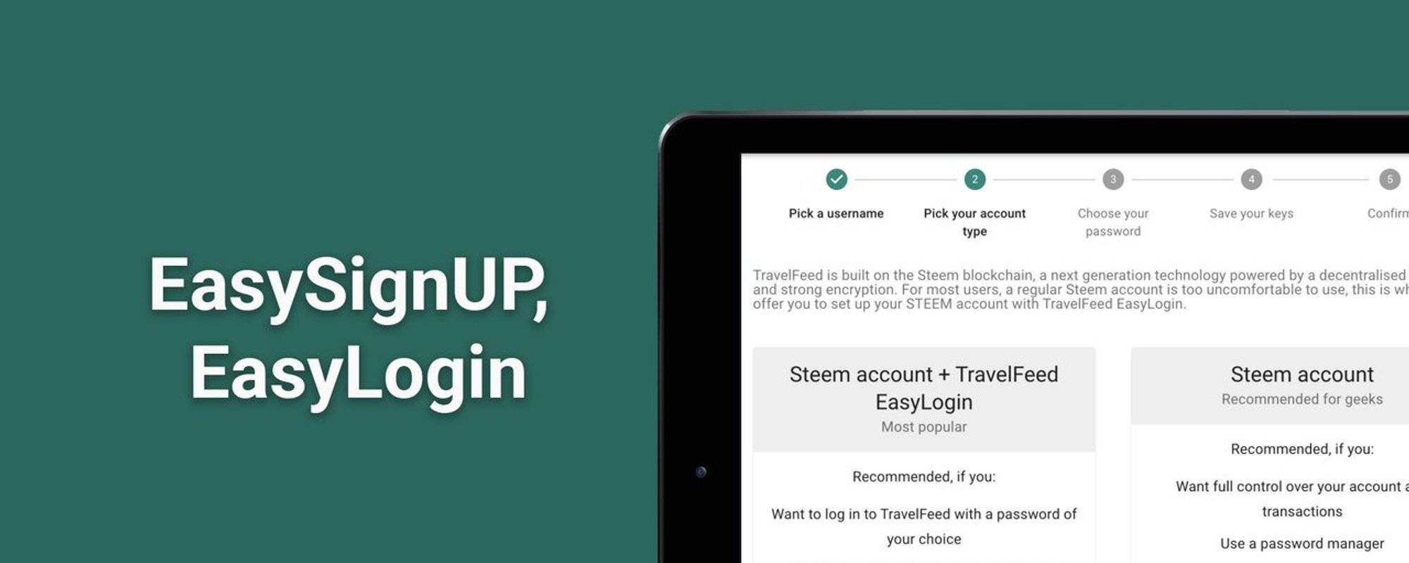 Ready for mass adoption: TravelFeed introduces EasyLogin and free Steem account creation