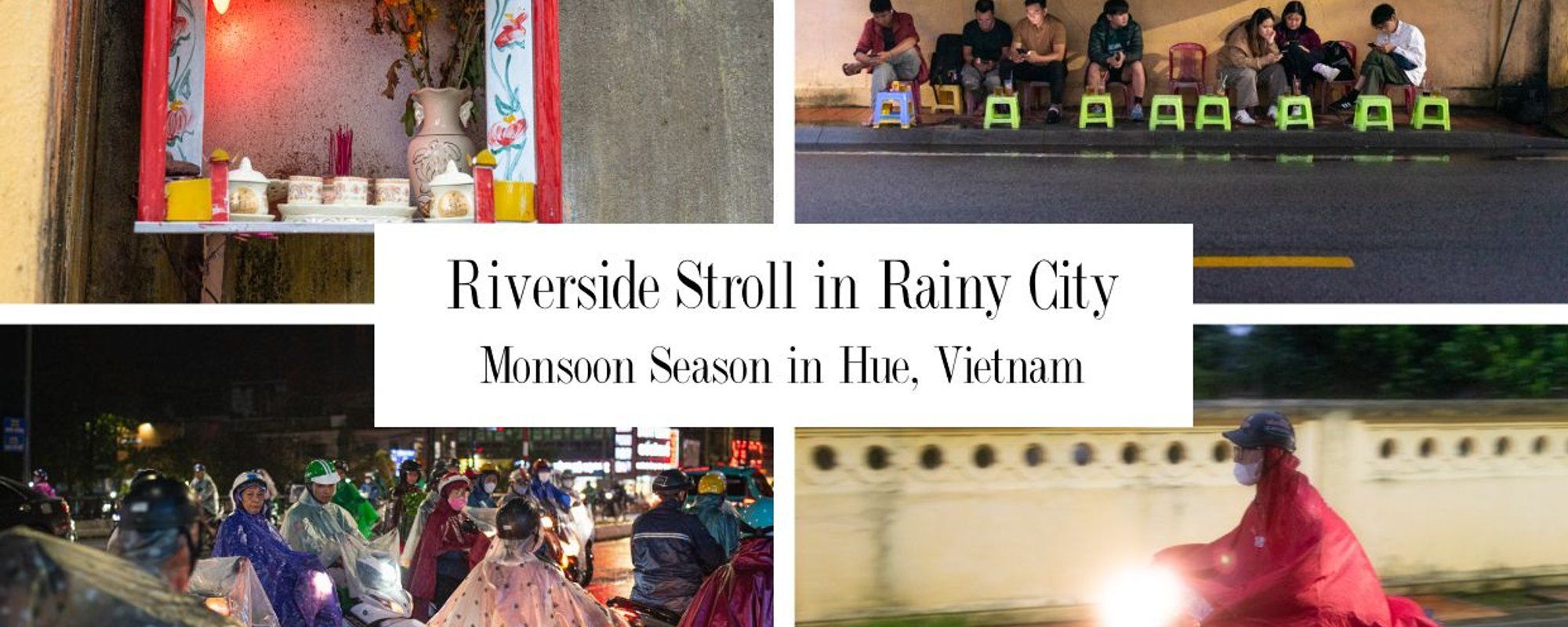 Riverside Stroll in Rainy City. Monsoon Season in Hue, Vietnam