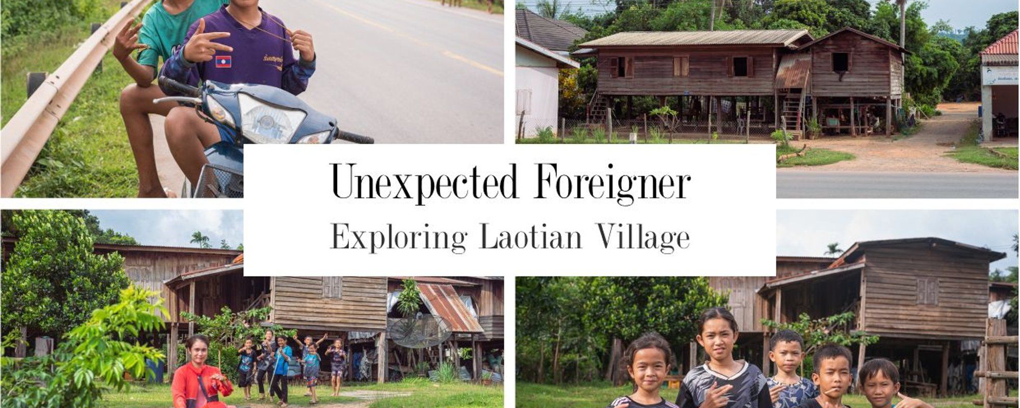 Unexpected Foreigner in Lao Village 🇱🇦 Meeting Local Kids, Observing Traditional Wooden Houses