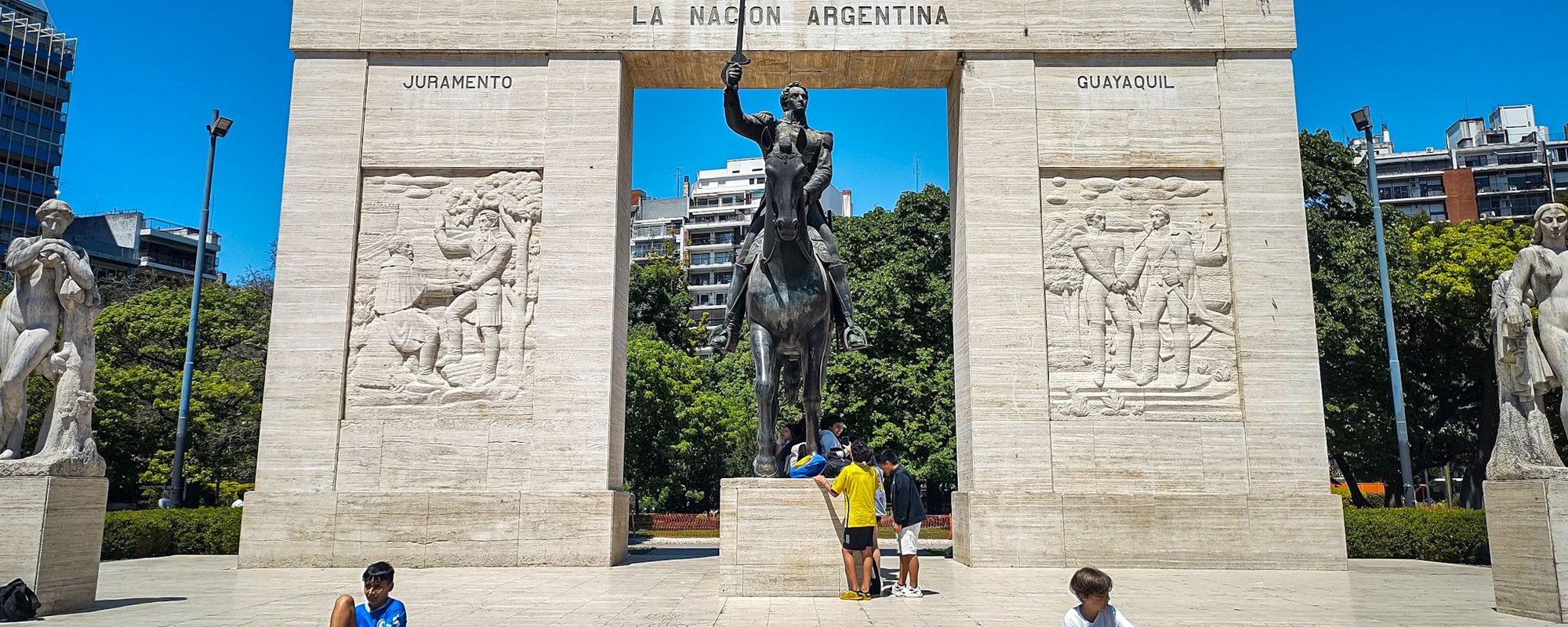 Rivadavia Park and Monument to the Liberator Simón Bolívar in Buenos Aires. 