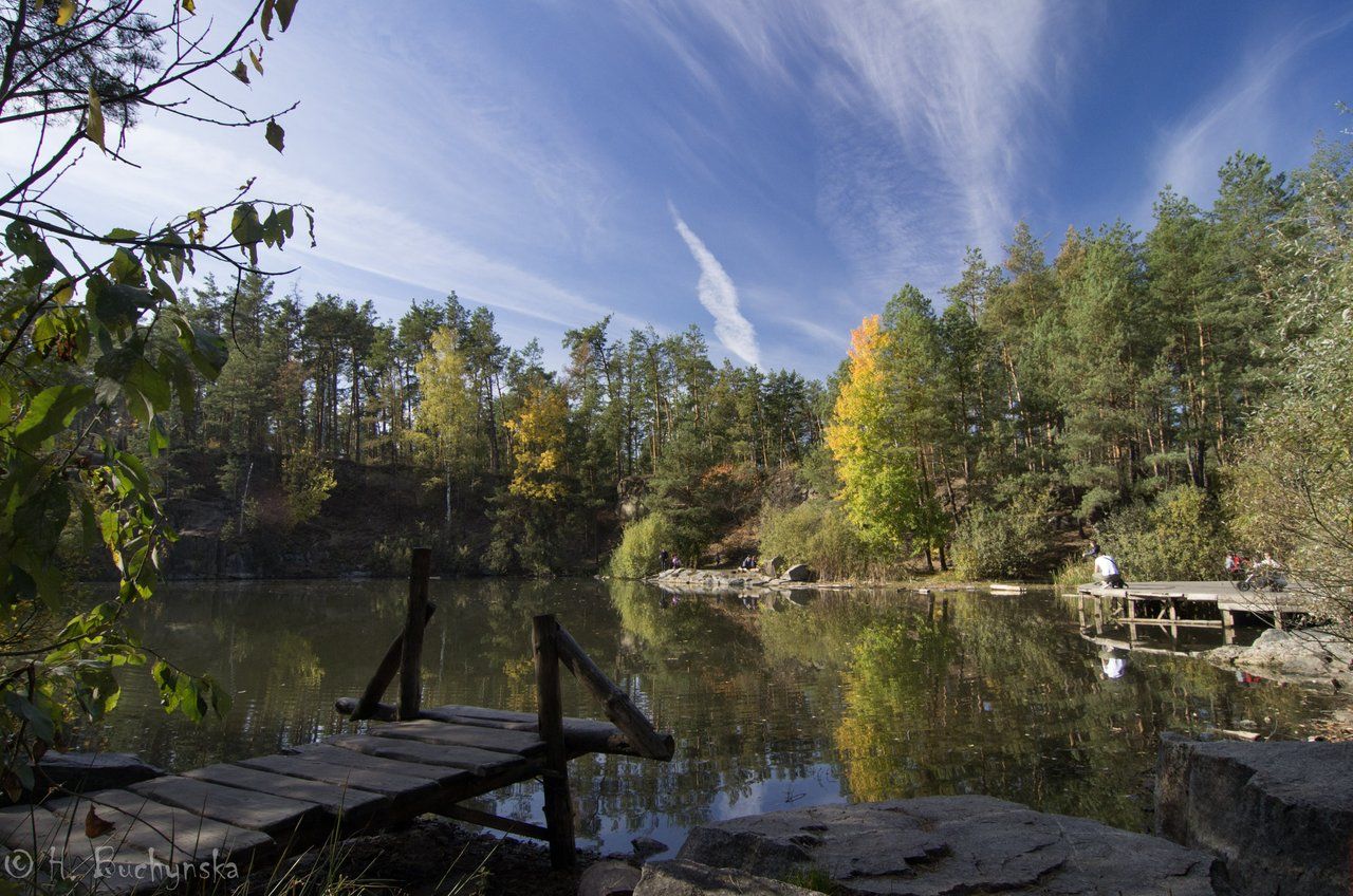 Discover Ukraine - Korostyshiv. Picturesque lake and granite rocks