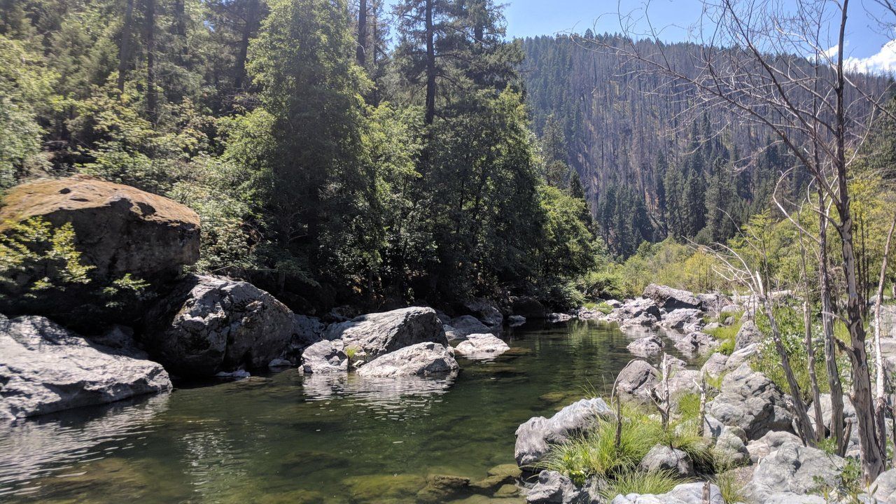Hidden swimmable pure nature by Hells Gate, California