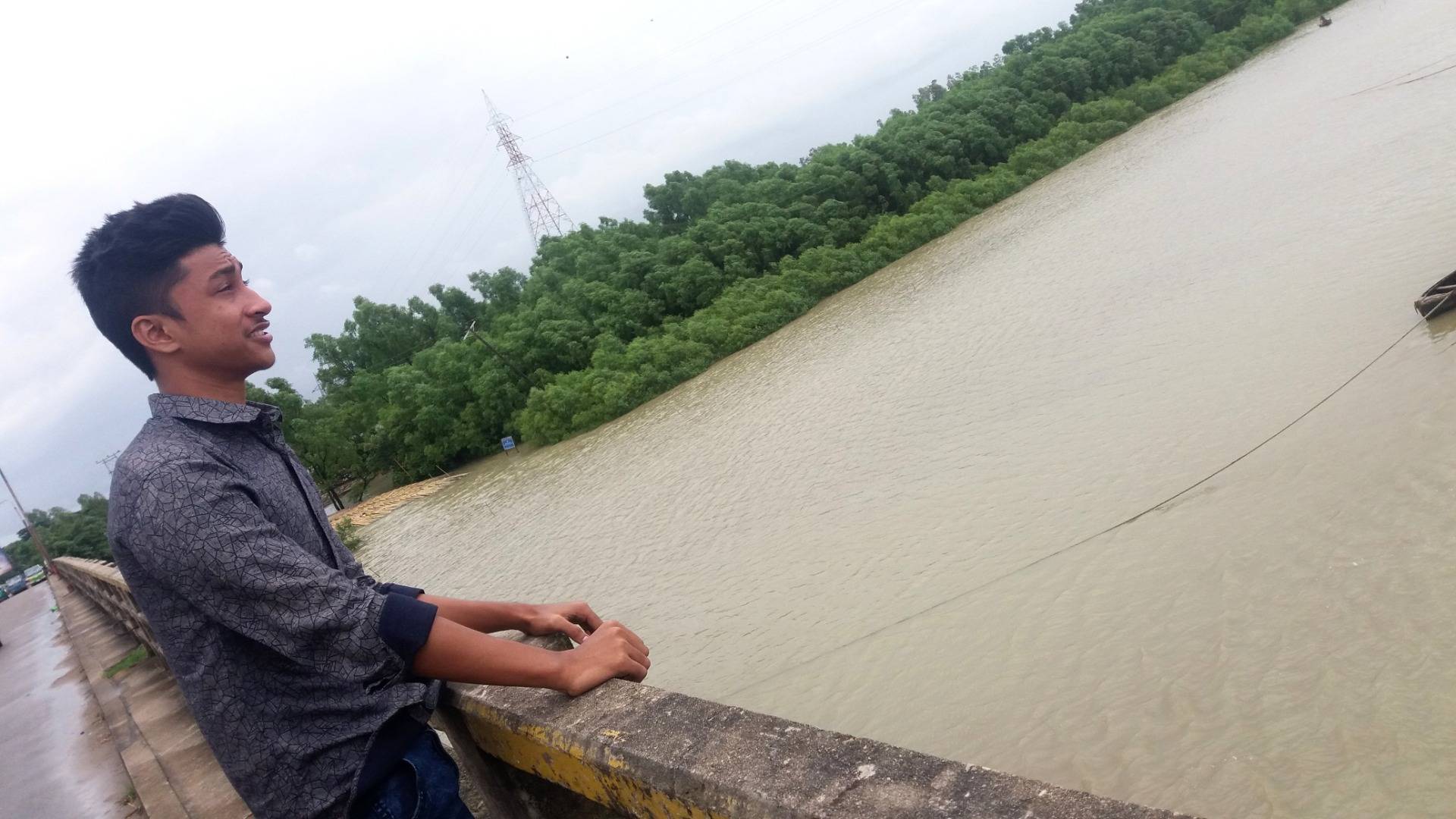 My brother, at a bridge on the way..