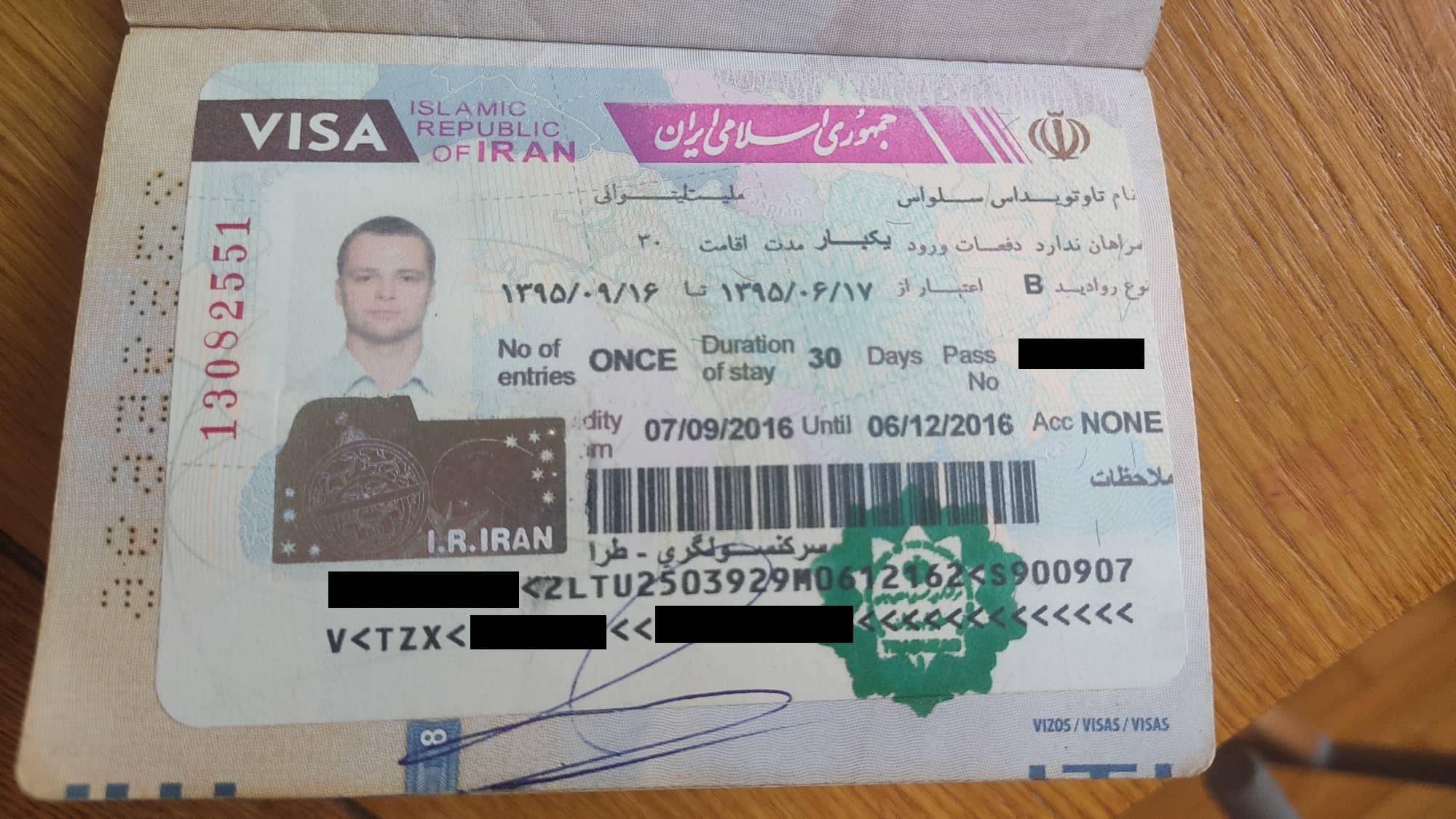Tokią vizą gauna į Iraną keliaujantys sausuma