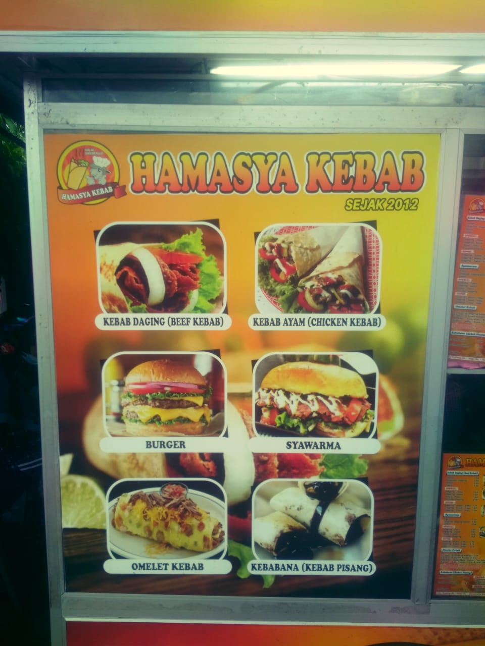 Image of kebab dishes with various menus served from banana kebabs, meat kebabs, chicken kebabs, burgers and shawarma
