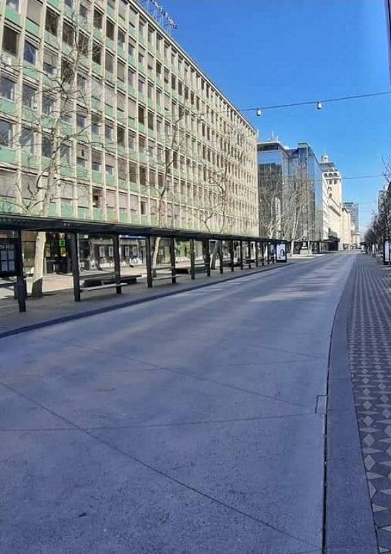 The streets in Ljubljana are empty