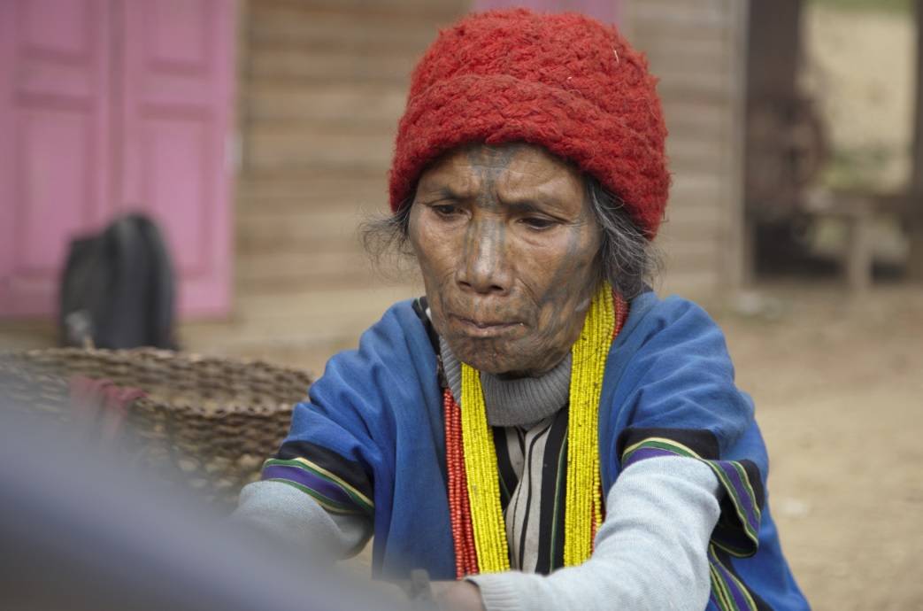 Women Face's Tattoo in Chin State , Myanmar