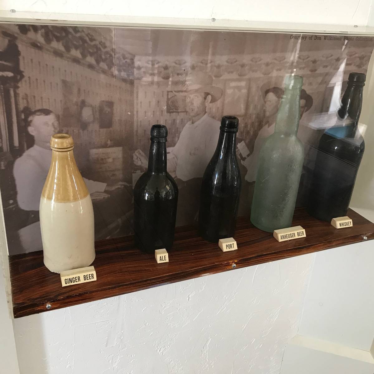 Bottles on display at Fort McKavett museum