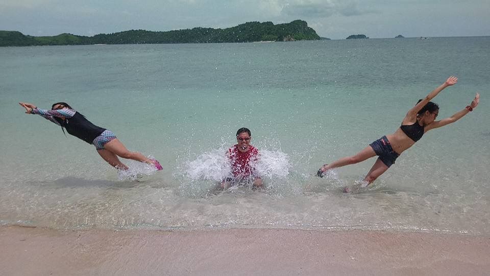 Me doing the “Hulk Smash” with my sisters “splashed” away