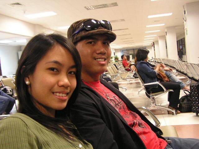 My sister and I at the boarding lounge of the Bacolod-Silay Airport