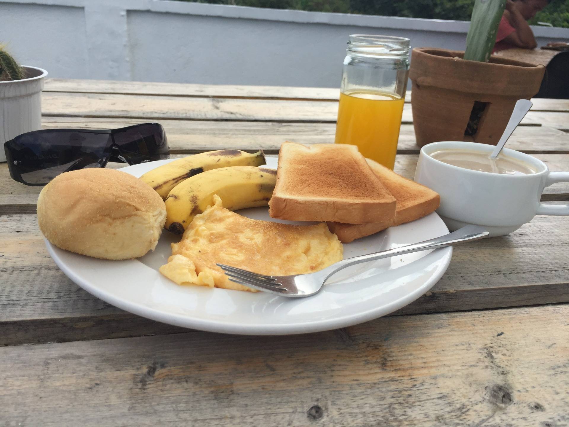 My breakfast at the hostel rooftop