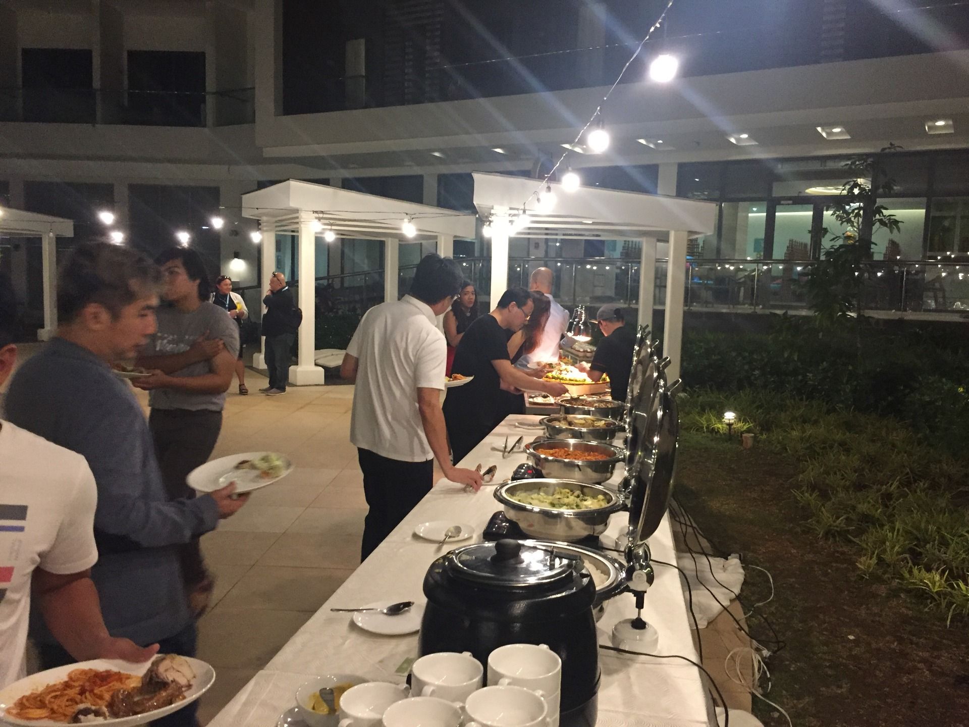 VIP guests lining up for delicious buffet!