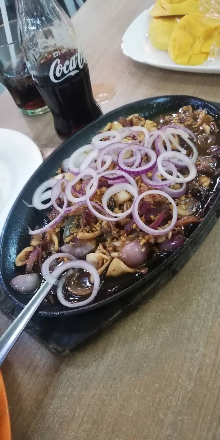 Squid sisig with onions
