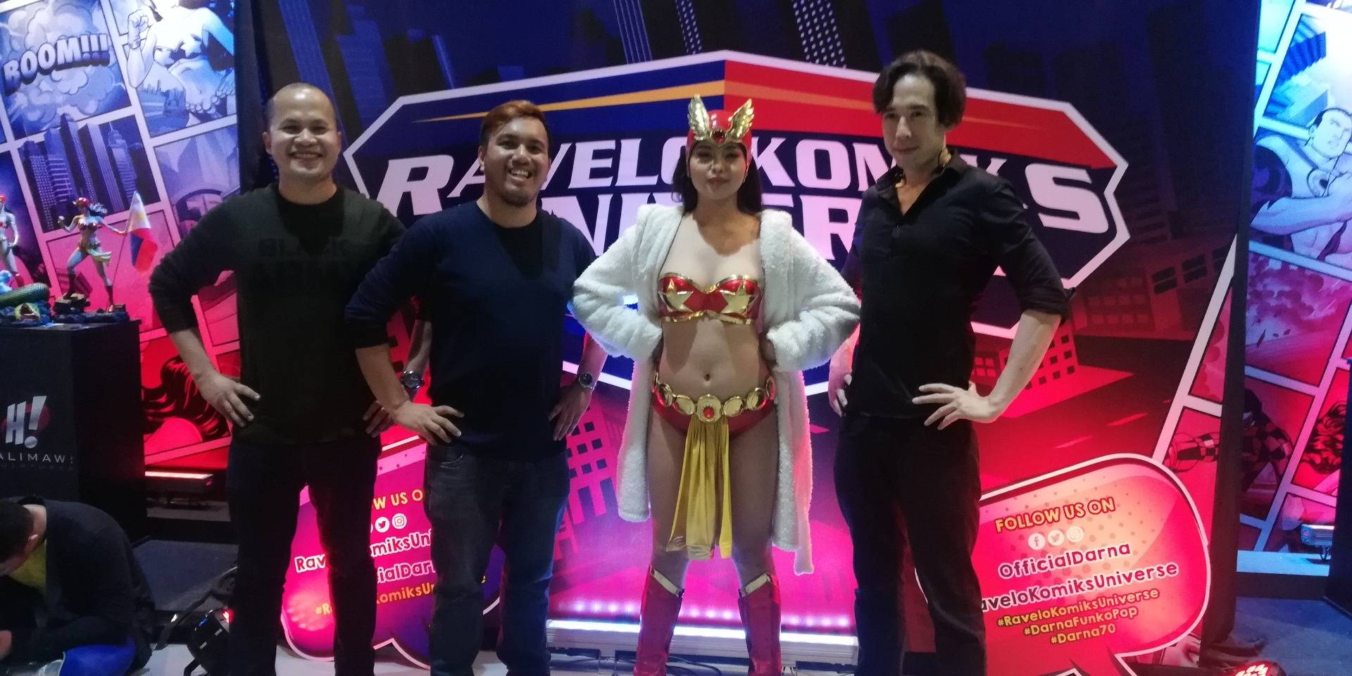 Sonny, me and Mike posing with Darna, the Wonder Woman of the Philippines
