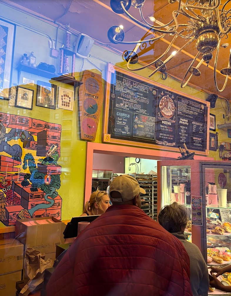 Waiting outside for our turn to order.