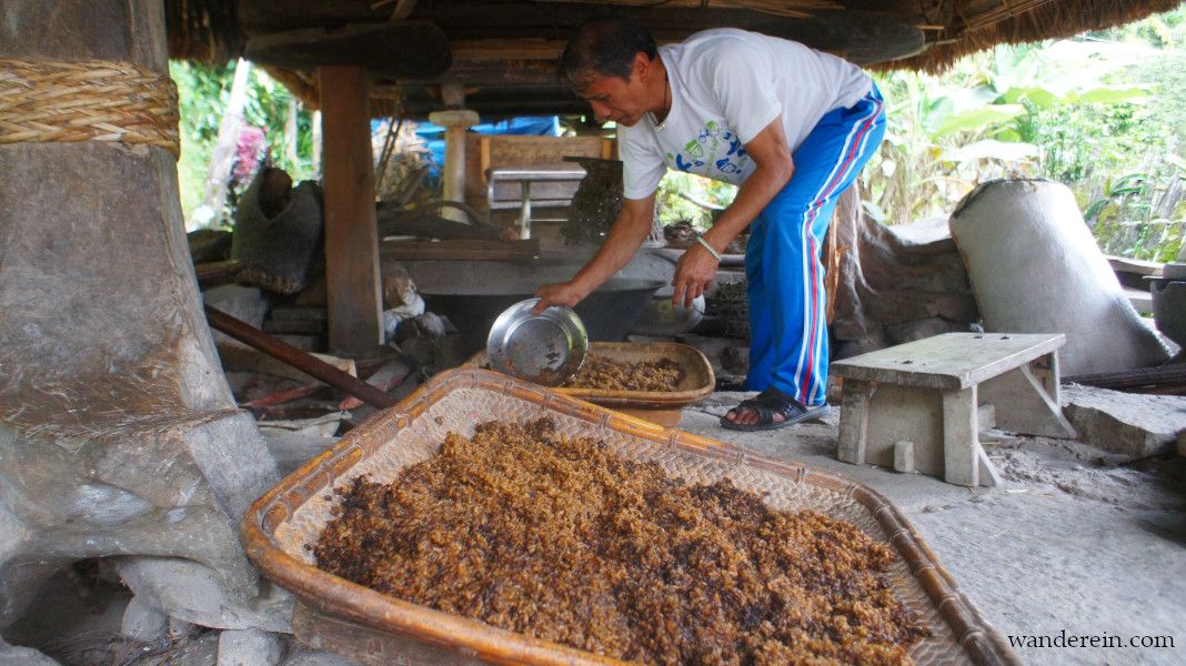 Rice is boiled and then cooled down