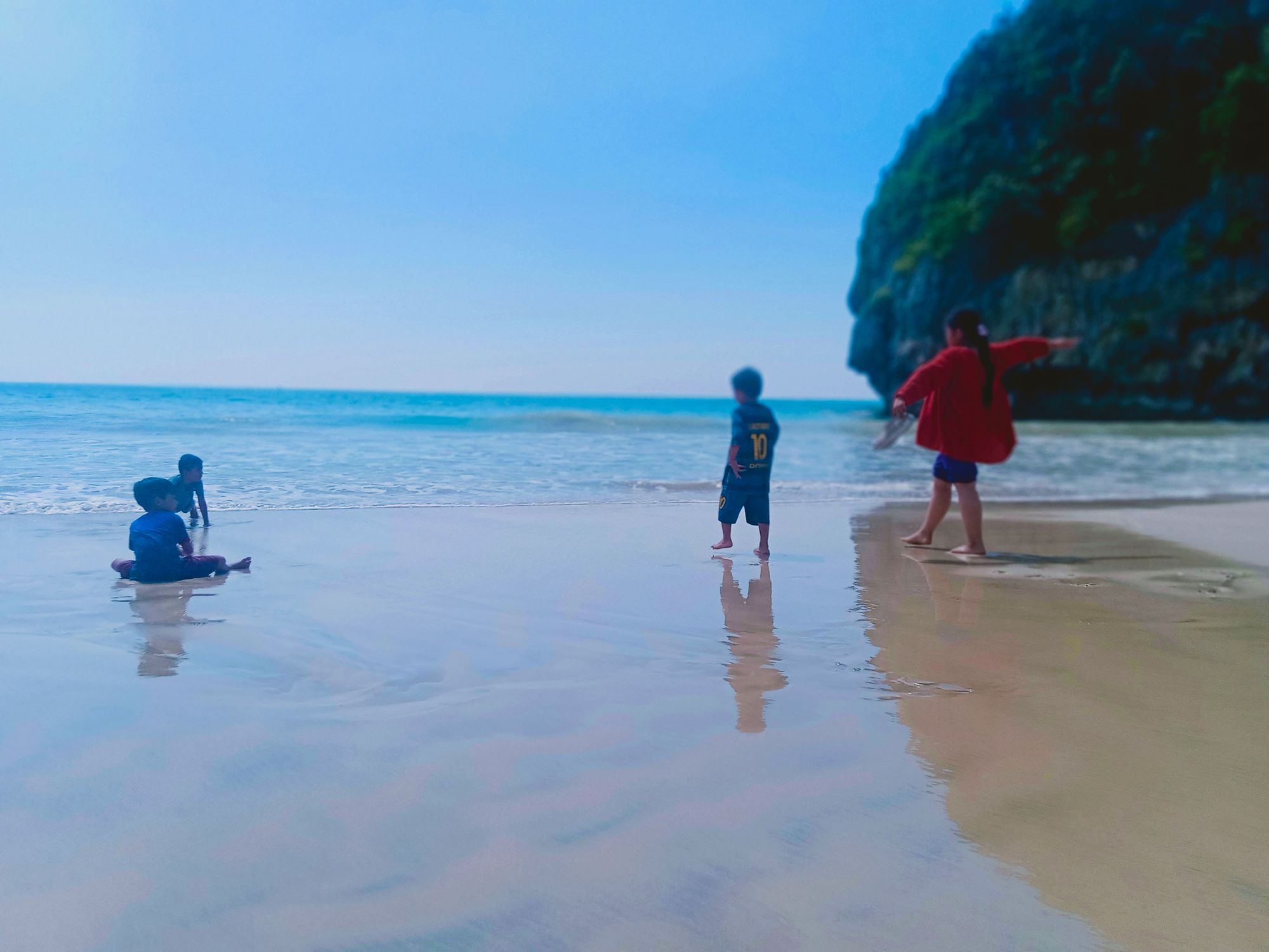 playing on the beach