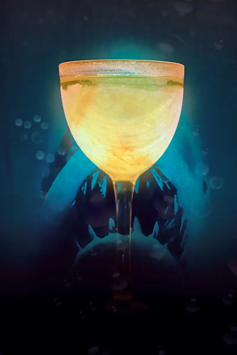 Hirst cocktail: The Botanist, Jose Cuervo Reposado, Blanco Vermouth, Hoarfrost Oolong, charcoal, Orange & Lime salt.