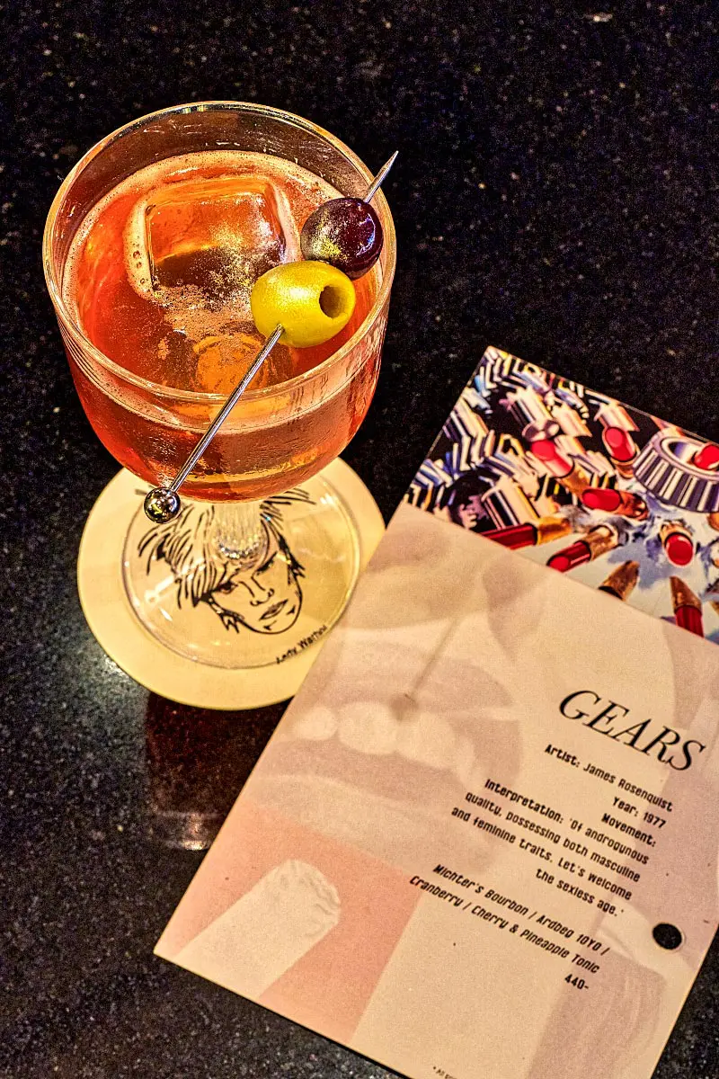 Taste of Gears cocktail is a little challenging and playful, but always straight forward as the gender issues, James Rosenquist exposed back in 1977.