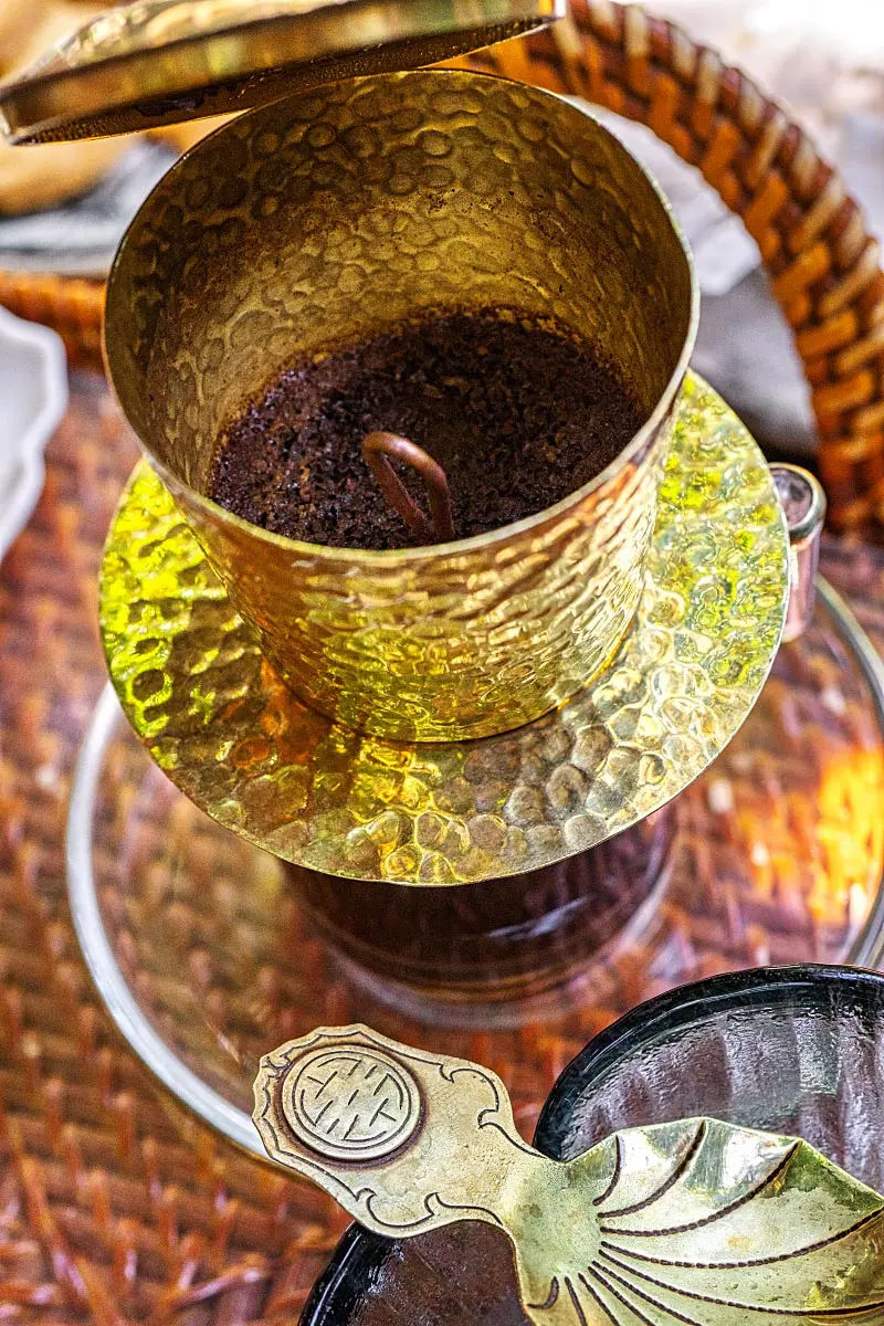 There is no Vietnamese coffee without the coffee drip filter or “phin” as they call it.