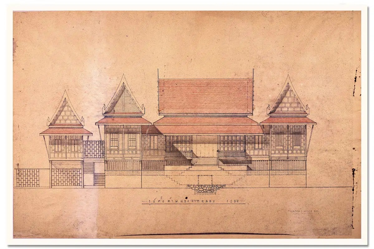 Jim Thompson was a great architect, so there is no surprise he drew his house in Bangkok. Source: the collection of The James H.W. Thompson Foundation 